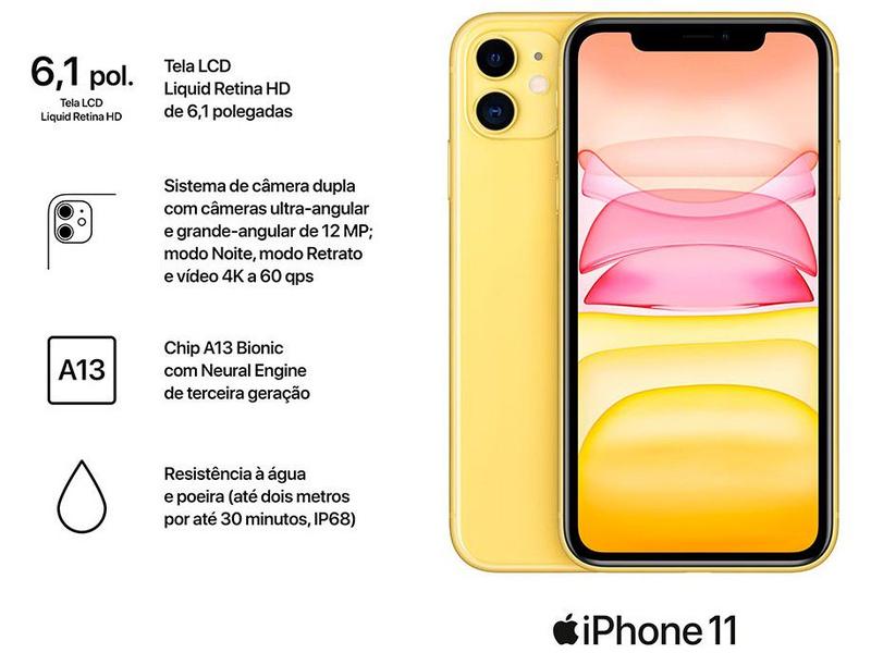 iPhone 11 Apple 128GB Amarelo 6,1” 12MP iOS - iPhone - Magazine Luiza